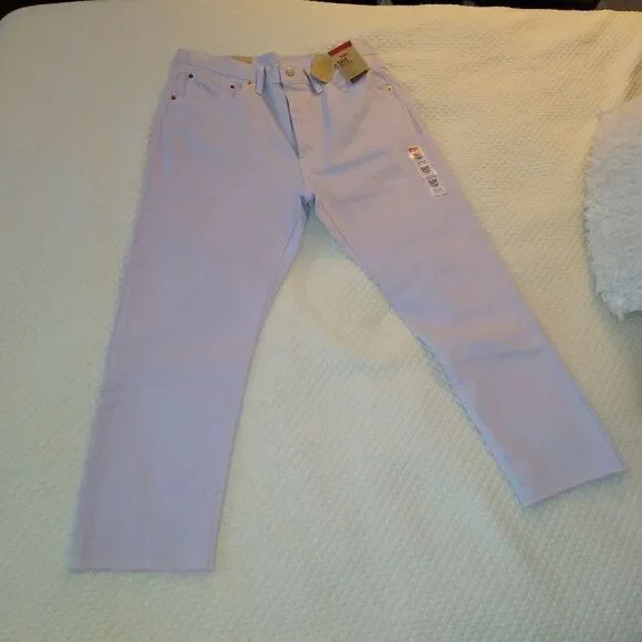 NWT Levy's 501 32x26 lilac cropped straight leg jeans - Picture 3 of 14